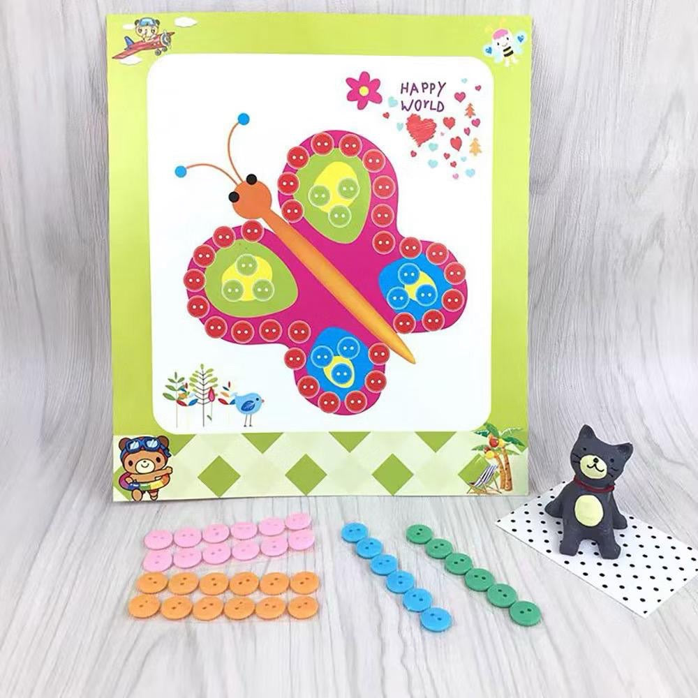 SG Ready Stock DIY Button Art Kit for Kids – 36 Designs | Peel-and-Stick Craft Activity | Educational Fun for Toddlers