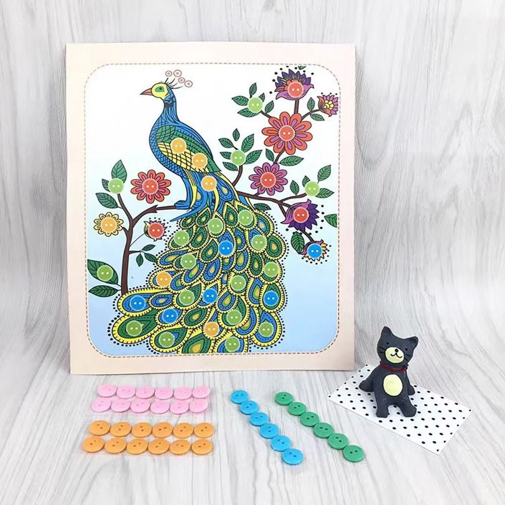 SG Ready Stock DIY Button Art Kit for Kids – 36 Designs | Peel-and-Stick Craft Activity | Educational Fun for Toddlers