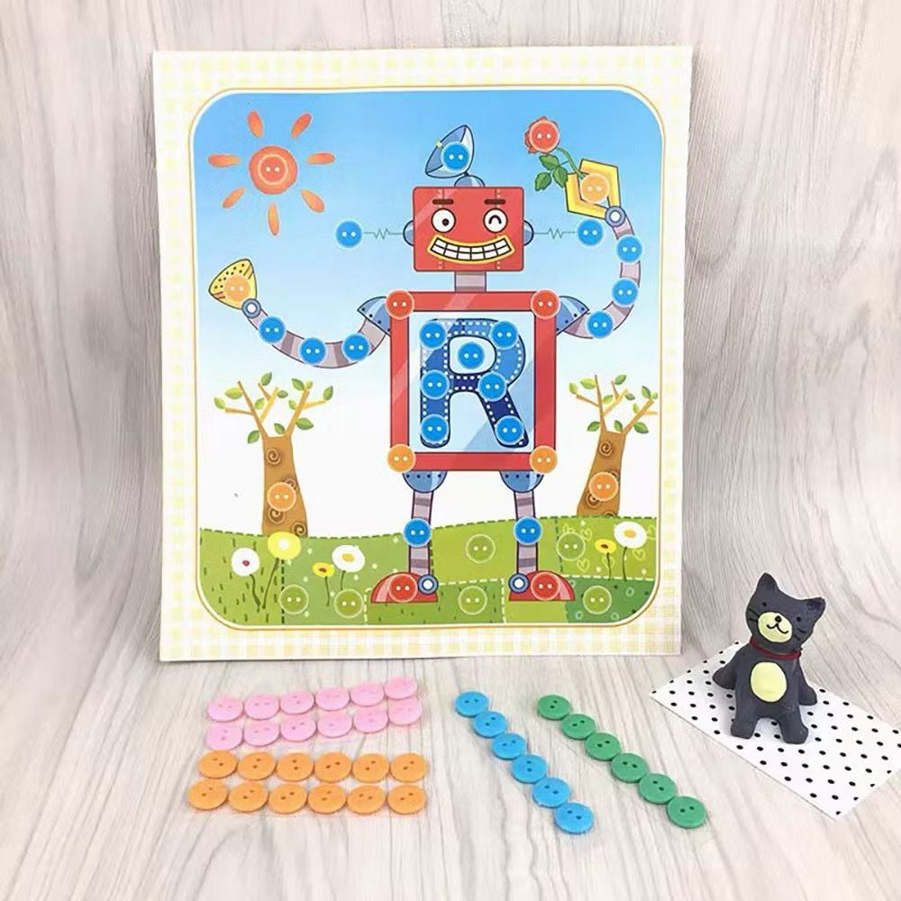 SG Ready Stock DIY Button Art Kit for Kids – 36 Designs | Peel-and-Stick Craft Activity | Educational Fun for Toddlers