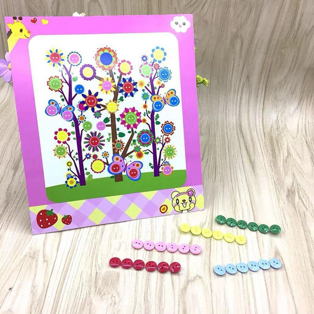 SG Ready Stock DIY Button Art Kit for Kids – 36 Designs | Peel-and-Stick Craft Activity | Educational Fun for Toddlers