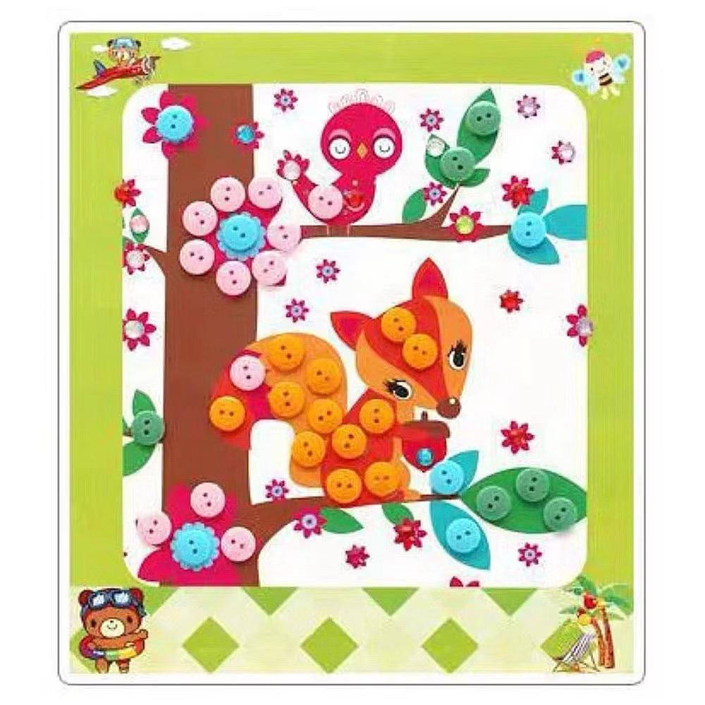 SG Ready Stock DIY Button Art Kit for Kids – 36 Designs | Peel-and-Stick Craft Activity | Educational Fun for Toddlers