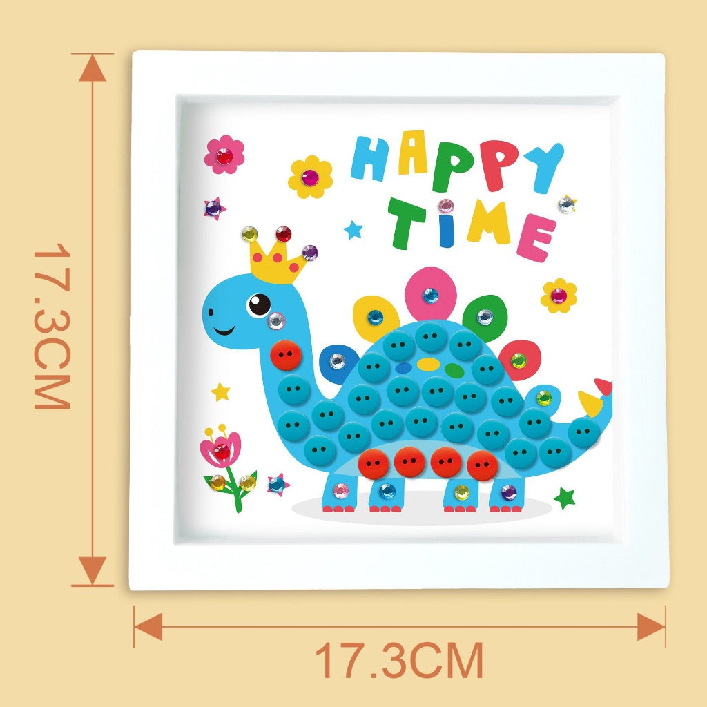 SG READY STOCK DIY Button Art Kit–8 Designs with Adhesive Buttons & Frame | Fun Craft Gift Set for Creative Play