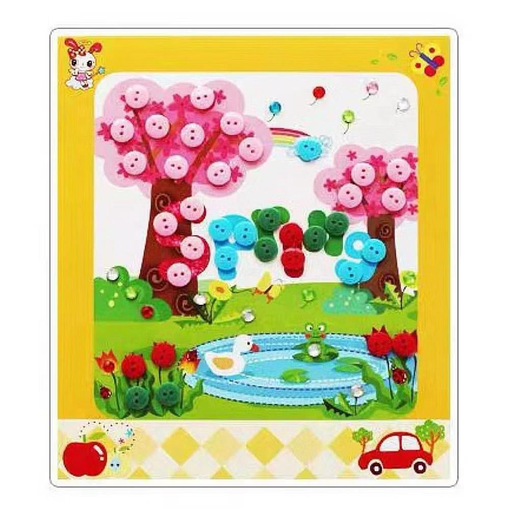 SG Ready Stock DIY Button Art Kit for Kids – 36 Designs | Peel-and-Stick Craft Activity | Educational Fun for Toddlers