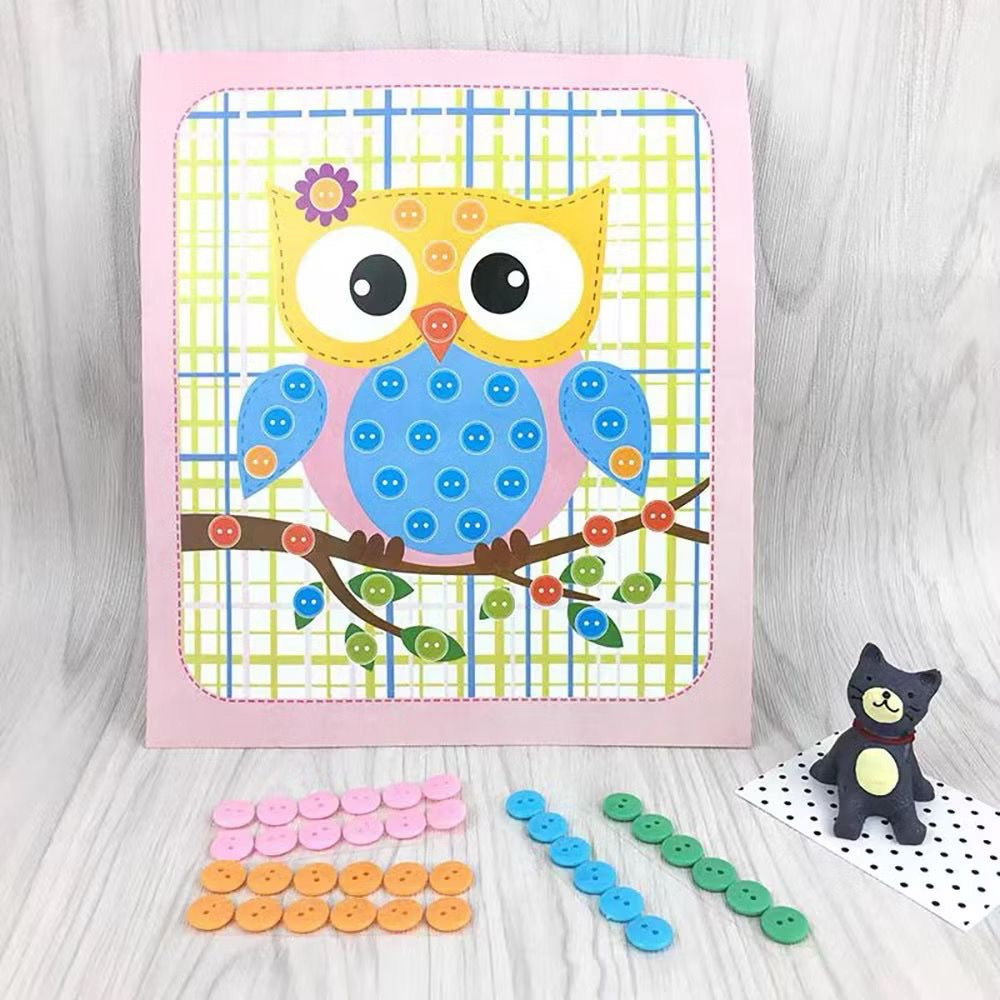 SG Ready Stock DIY Button Art Kit for Kids – 36 Designs | Peel-and-Stick Craft Activity | Educational Fun for Toddlers