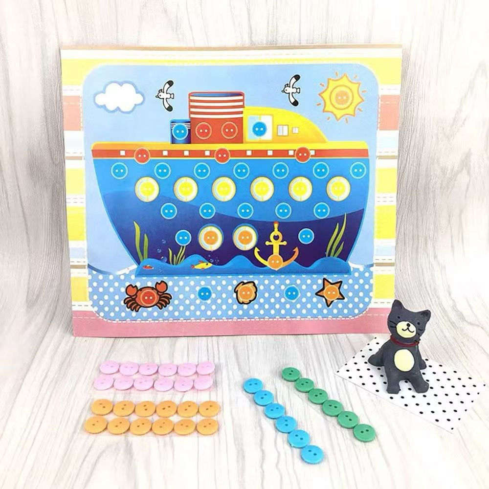 SG Ready Stock DIY Button Art Kit for Kids – 36 Designs | Peel-and-Stick Craft Activity | Educational Fun for Toddlers