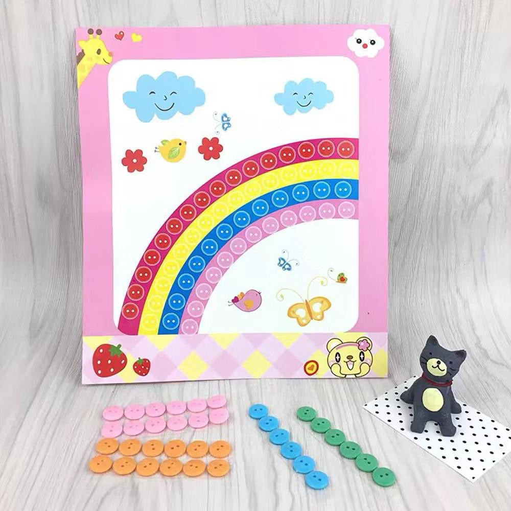 SG Ready Stock DIY Button Art Kit for Kids – 36 Designs | Peel-and-Stick Craft Activity | Educational Fun for Toddlers