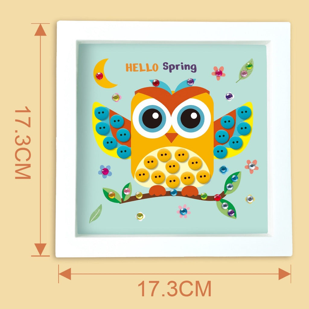 SG READY STOCK DIY Button Art Kit–8 Designs with Adhesive Buttons & Frame | Fun Craft Gift Set for Creative Play