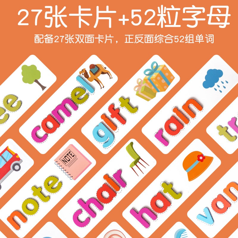 SG READY STOCK Alphabet Spelling Game – 52 Letters + 27 Double-Sided Word Cards, Early Learning Educational Toy for Kids