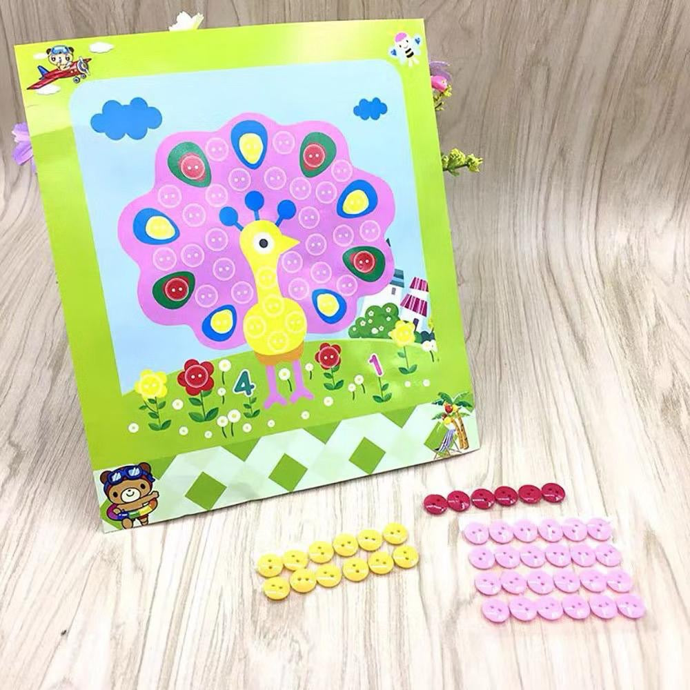 SG Ready Stock DIY Button Art Kit for Kids – 36 Designs | Peel-and-Stick Craft Activity | Educational Fun for Toddlers