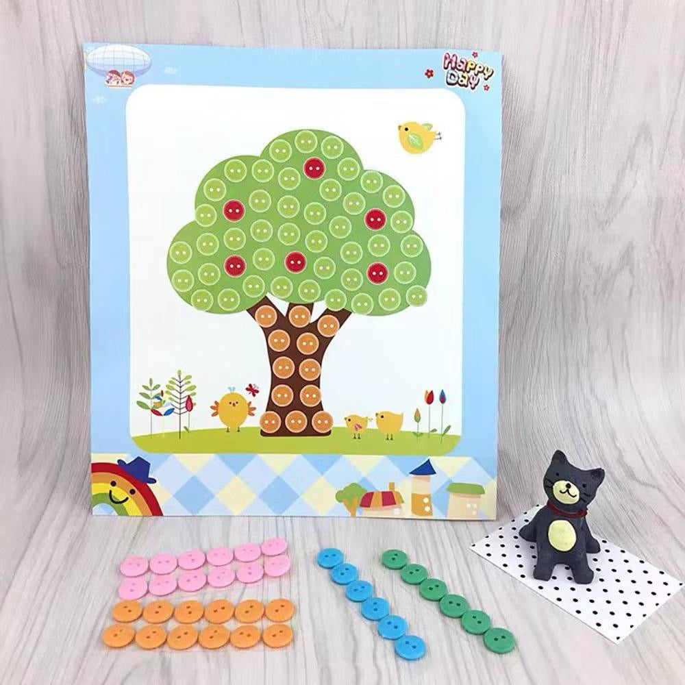 SG Ready Stock DIY Button Art Kit for Kids – 36 Designs | Peel-and-Stick Craft Activity | Educational Fun for Toddlers