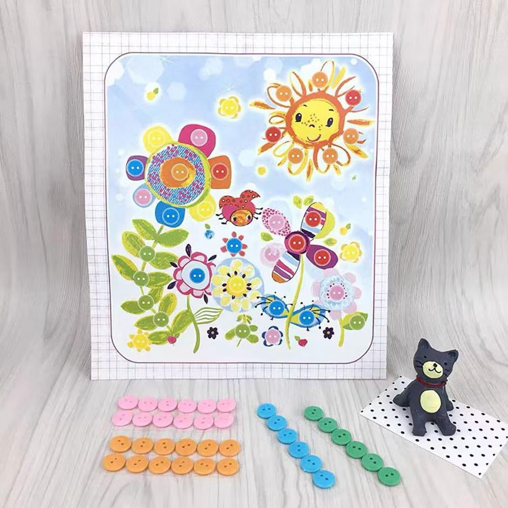 SG Ready Stock DIY Button Art Kit for Kids – 36 Designs | Peel-and-Stick Craft Activity | Educational Fun for Toddlers