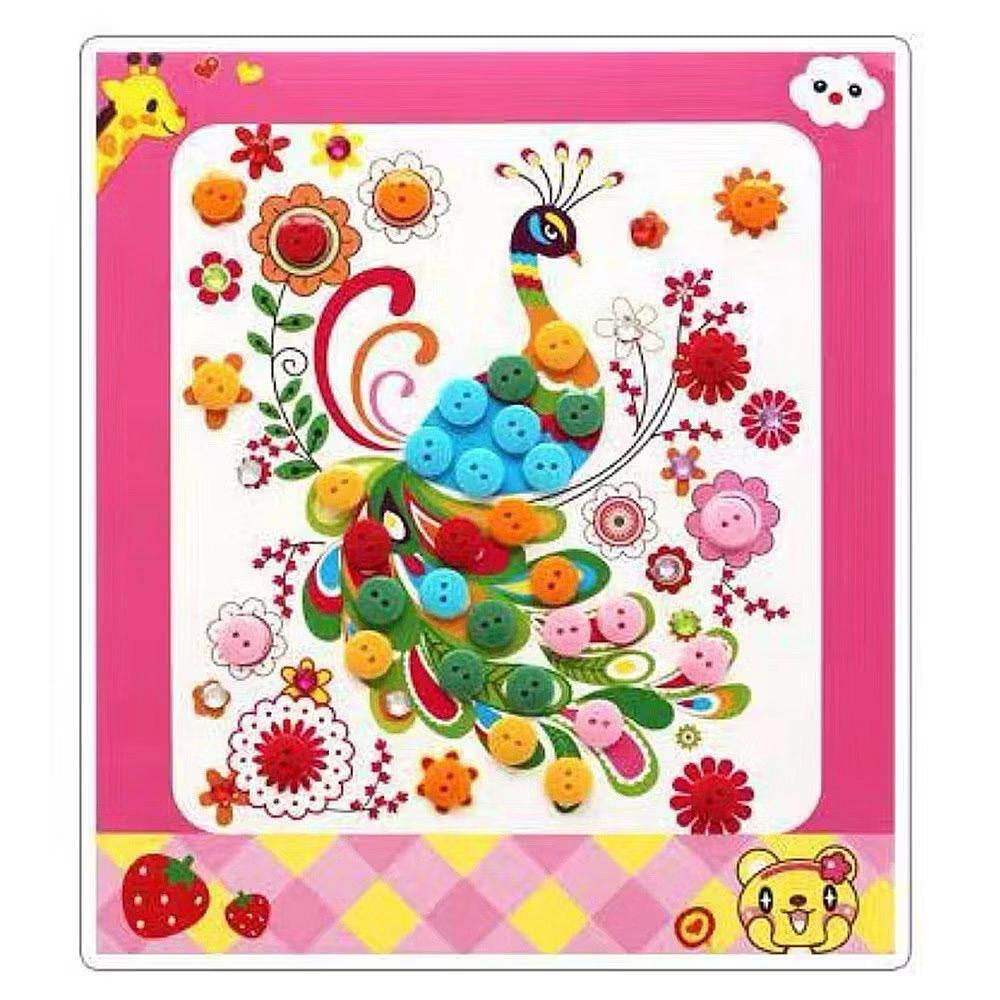 SG Ready Stock DIY Button Art Kit for Kids – 36 Designs | Peel-and-Stick Craft Activity | Educational Fun for Toddlers