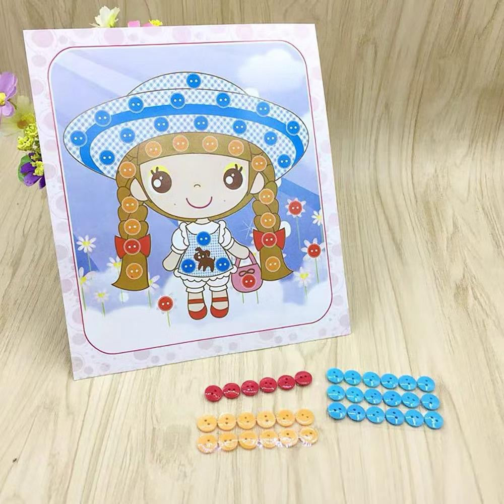 SG Ready Stock DIY Button Art Kit for Kids – 36 Designs | Peel-and-Stick Craft Activity | Educational Fun for Toddlers