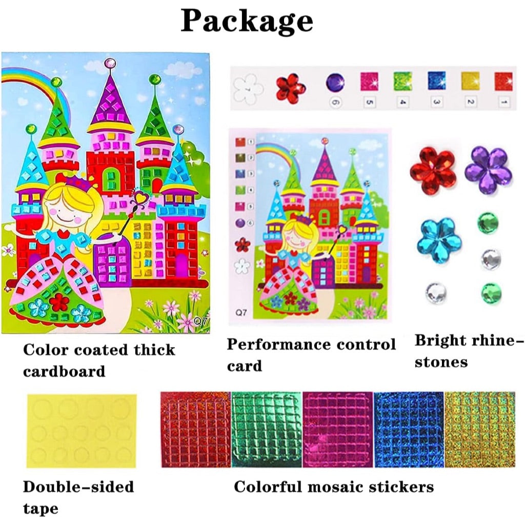 Sg Ready Stock Kids DIY Mosaic Sticker Art Set (12 Designs) | Children Handmade Art Gift | 儿童拼贴画 | 泡棉贴纸画 | 幼儿园手工材料（12款)