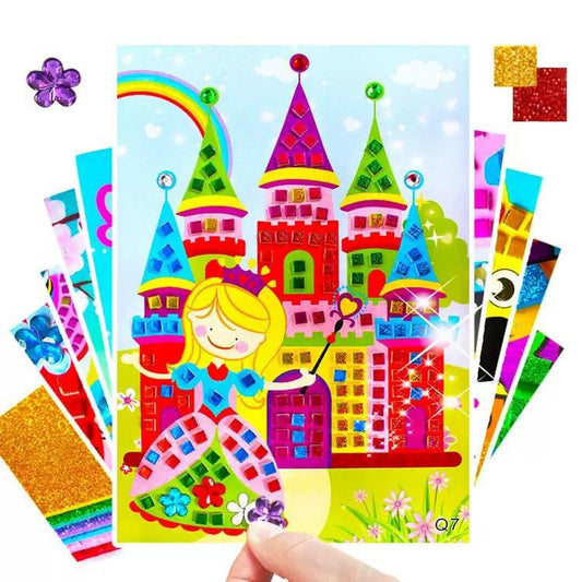 Sg Ready Stock Kids DIY Mosaic Sticker Art Set (12 Designs) | Children Handmade Art Gift | 儿童拼贴画 | 泡棉贴纸画 | 幼儿园手工材料（12款)