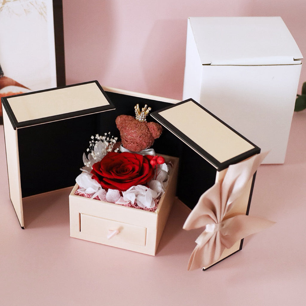 Eternal Preserved Rose Glass Dome with Heart Handle | Valentine’s Day & Mother’s Day Luxury Gift Set