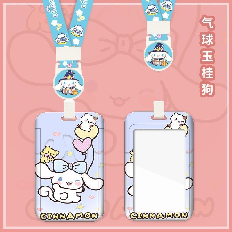 Cute Card Holder Neck Lanyard EZ-Link Access Card Holder Retractable ID Badge Holder Kids Student Office