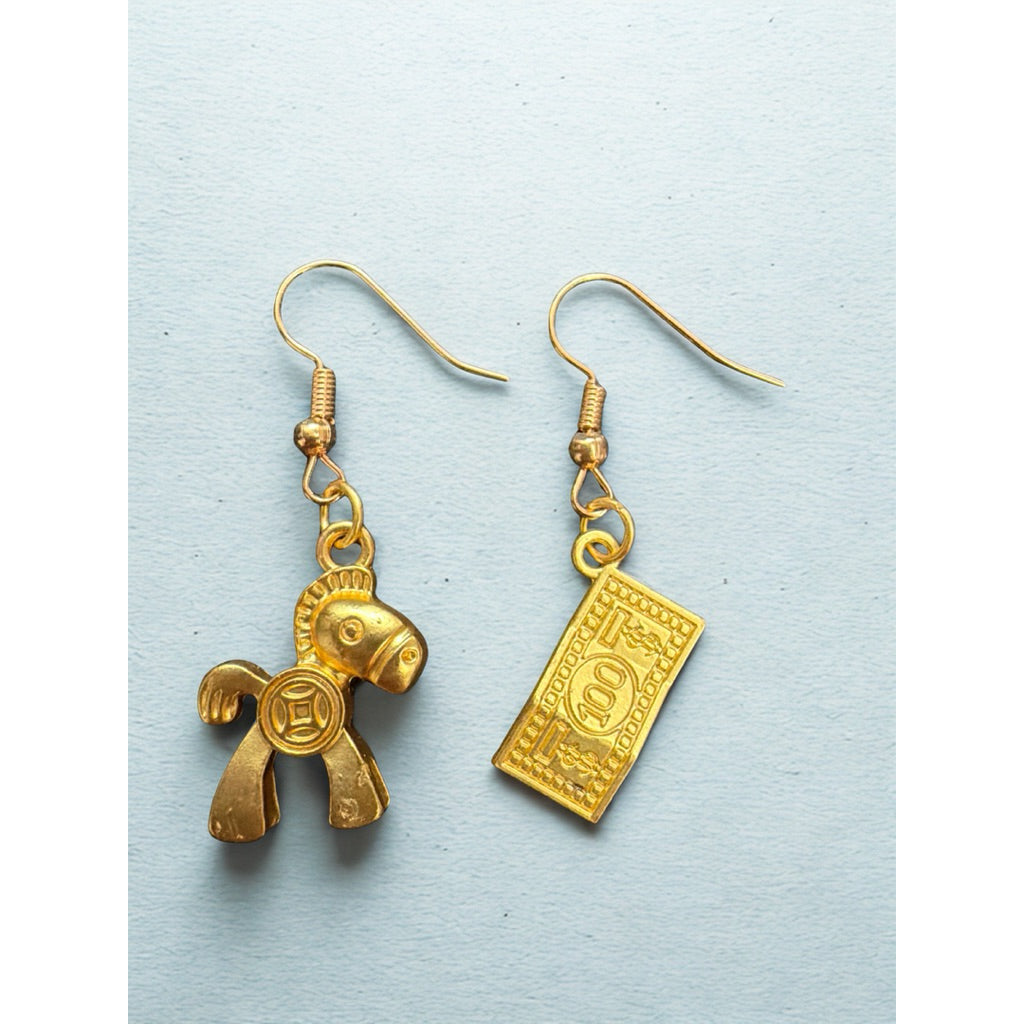 Sg Stock - Chinese New Year Lucky Earrings | Prosperity & Fortune Festive Dangle Earrings | CNY Accessory