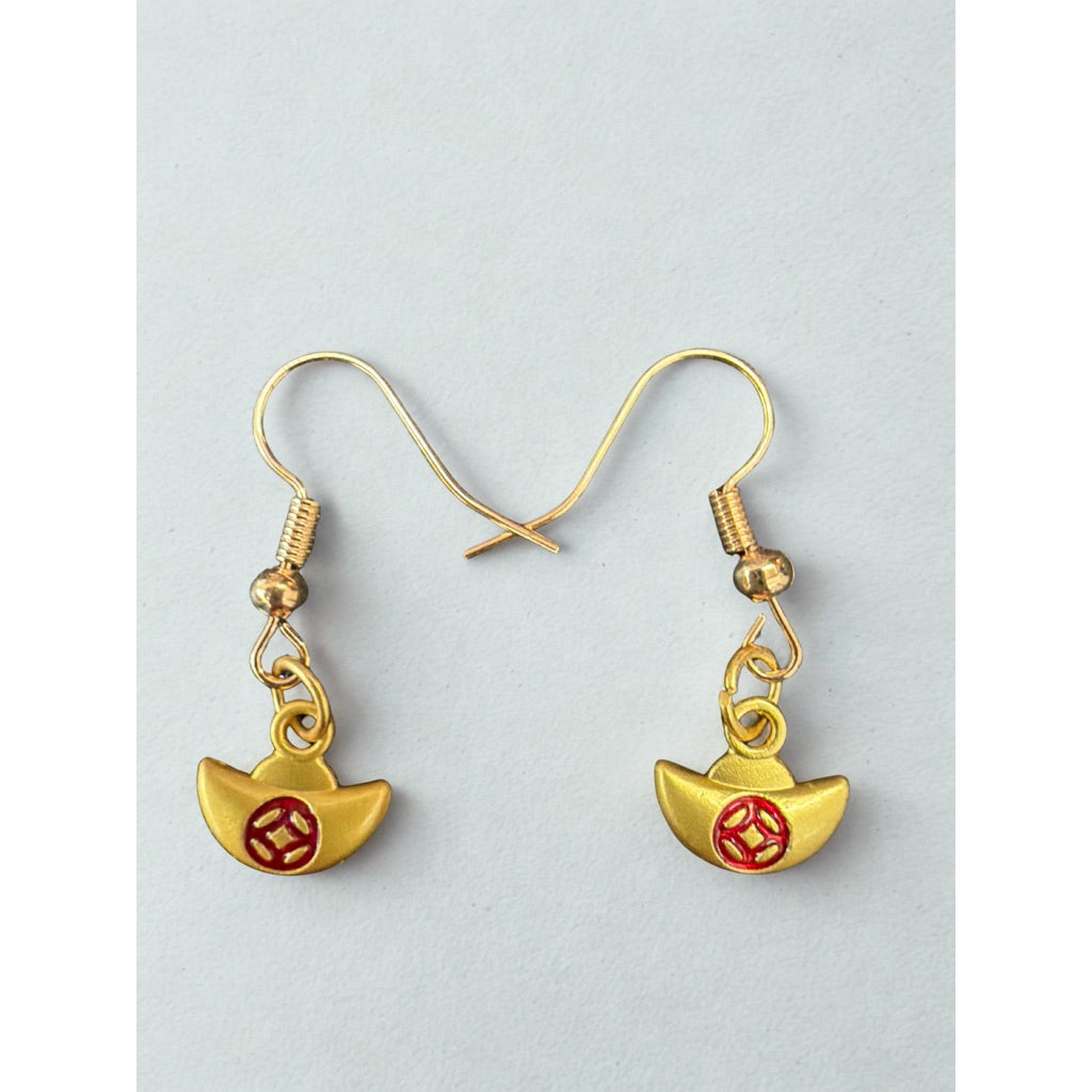 Sg Stock - Chinese New Year Lucky Earrings | Prosperity & Fortune Festive Dangle Earrings | CNY Accessory