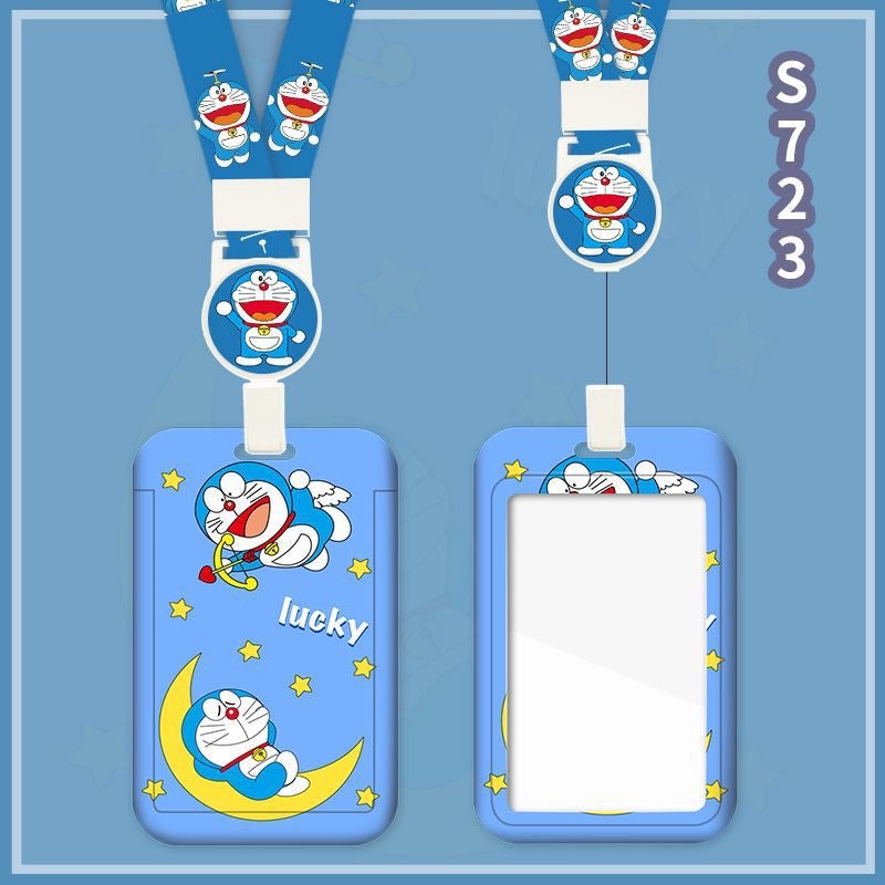Cute Card Holder Neck Lanyard EZ-Link Access Card Holder Retractable ID Badge Holder Kids Student Office