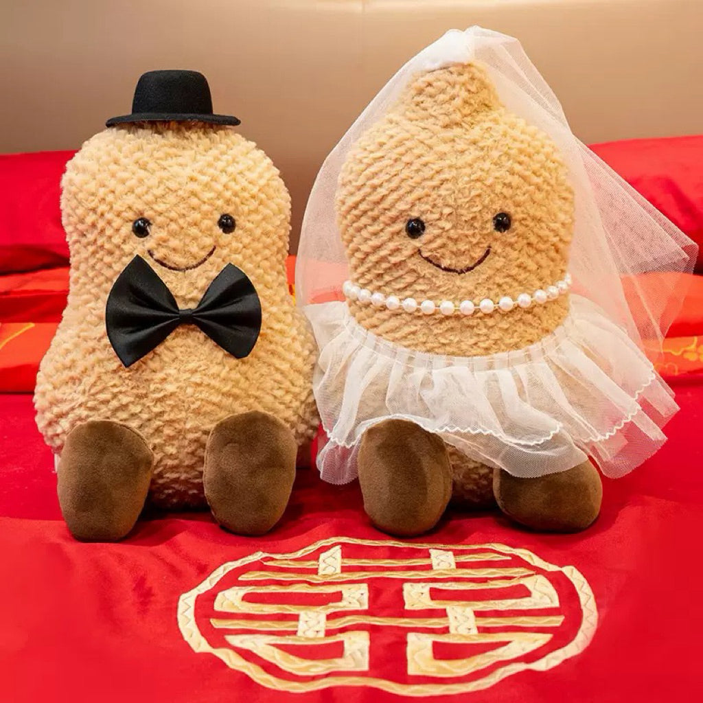 Wedding Pig Plush-Peanut Plush Couple Toy–Bride & Groom Soft Doll Set | Valentine, Proposal, ROM & Wedding Accesorries