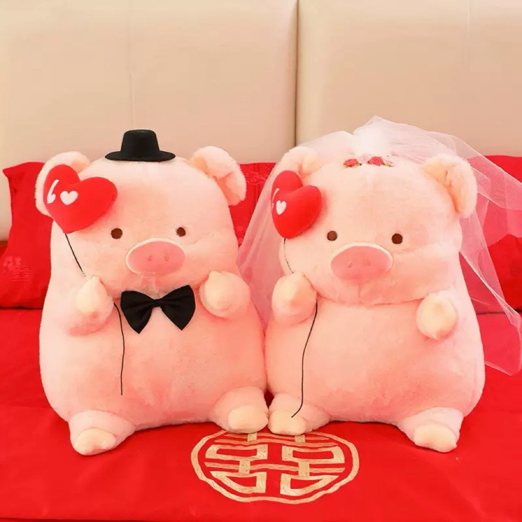 Wedding Pig Plush-Peanut Plush Couple Toy–Bride & Groom Soft Doll Set | Valentine, Proposal, ROM & Wedding Accesorries