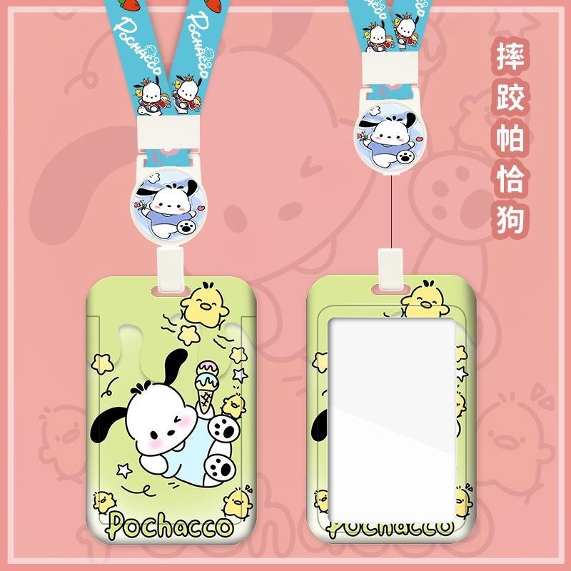 Cute Card Holder Neck Lanyard EZ-Link Access Card Holder Retractable ID Badge Holder Kids Student Office