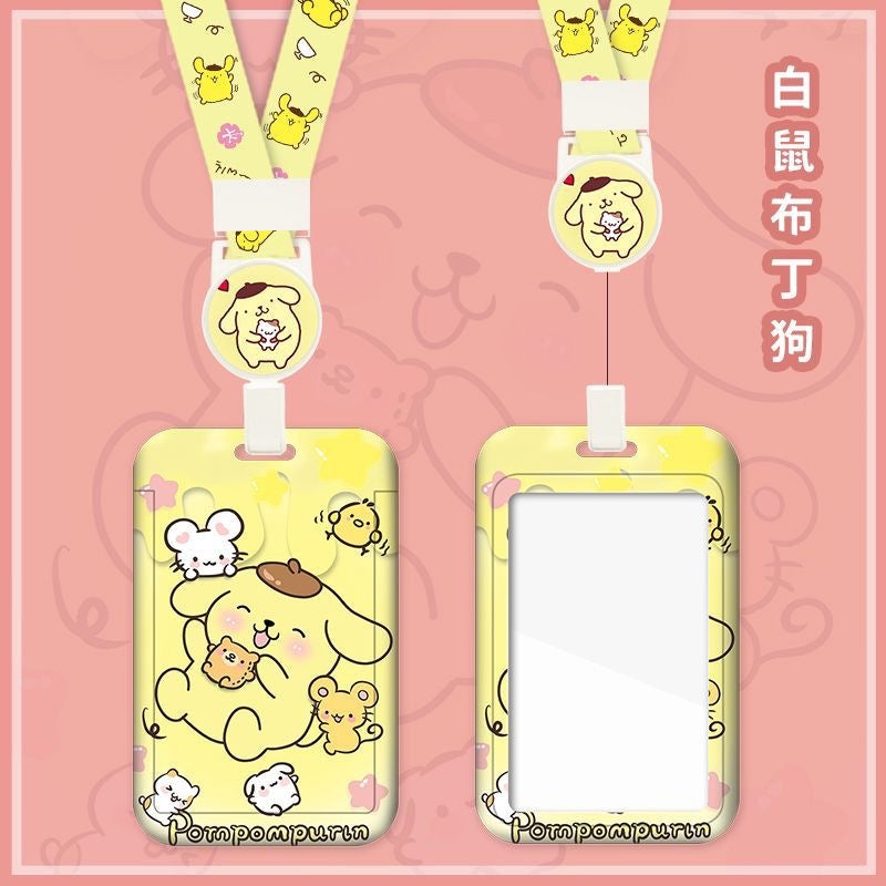 Cute Card Holder Neck Lanyard EZ-Link Access Card Holder Retractable ID Badge Holder Kids Student Office