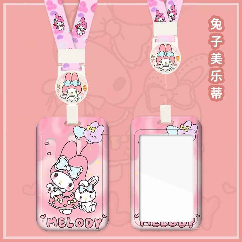 Cute Card Holder Neck Lanyard EZ-Link Access Card Holder Retractable ID Badge Holder Kids Student Office