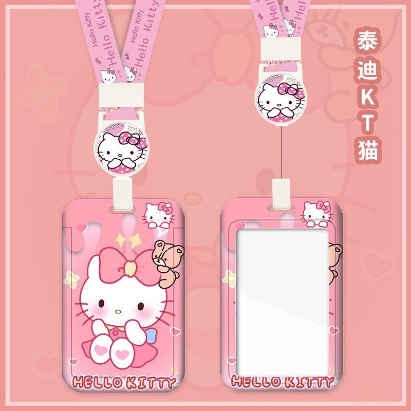 Cute Card Holder Neck Lanyard EZ-Link Access Card Holder Retractable ID Badge Holder Kids Student Office