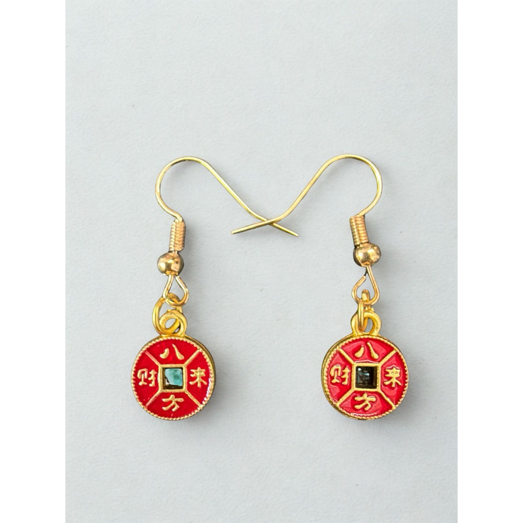 Sg Stock - Chinese New Year Lucky Earrings | Prosperity & Fortune Festive Dangle Earrings | CNY Accessory