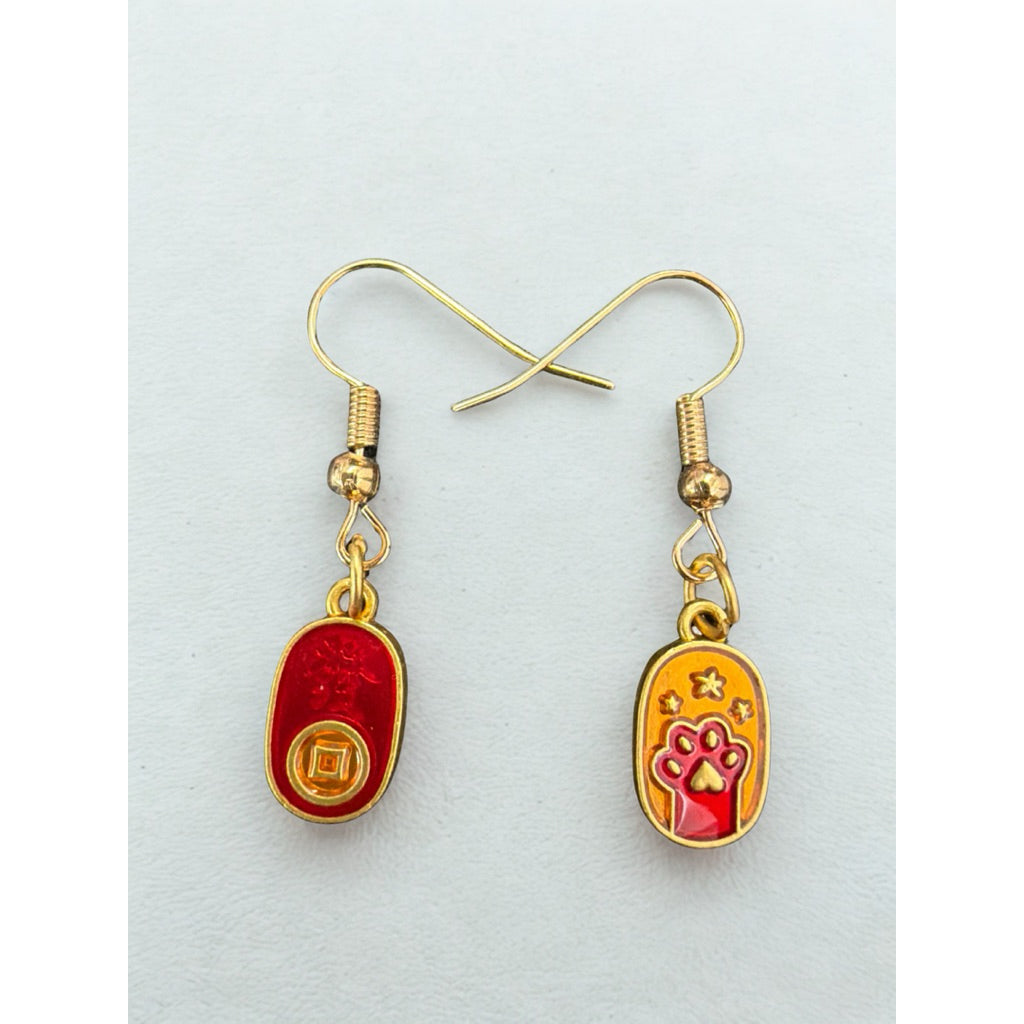 Sg Stock - Chinese New Year Lucky Earrings | Prosperity & Fortune Festive Dangle Earrings | CNY Accessory