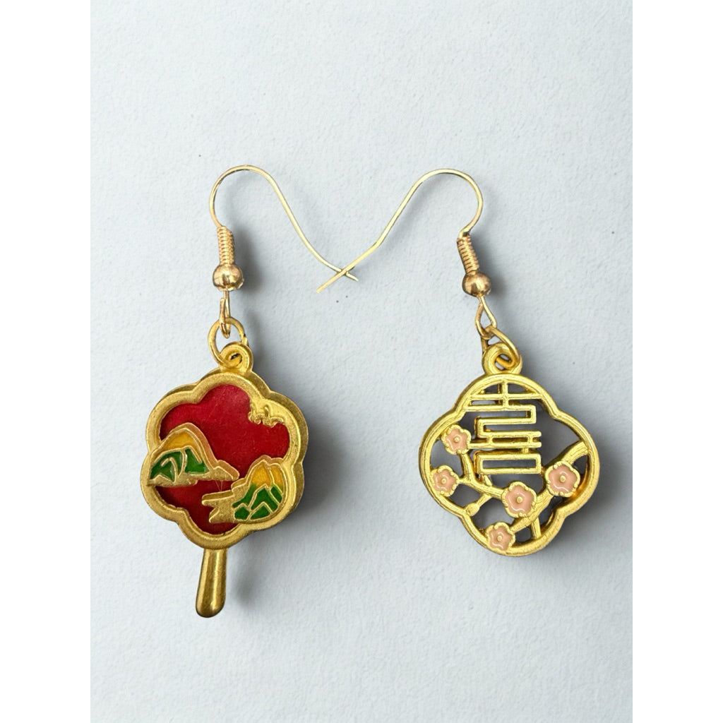 Handmade Oriental & Western Wedding | CNY Earrings • Auspicious Bridal & Bridesmaid • Double Happiness • Cheongsum