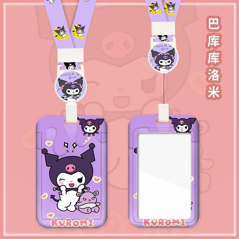 Cute Card Holder Neck Lanyard EZ-Link Access Card Holder Retractable ID Badge Holder Kids Student Office