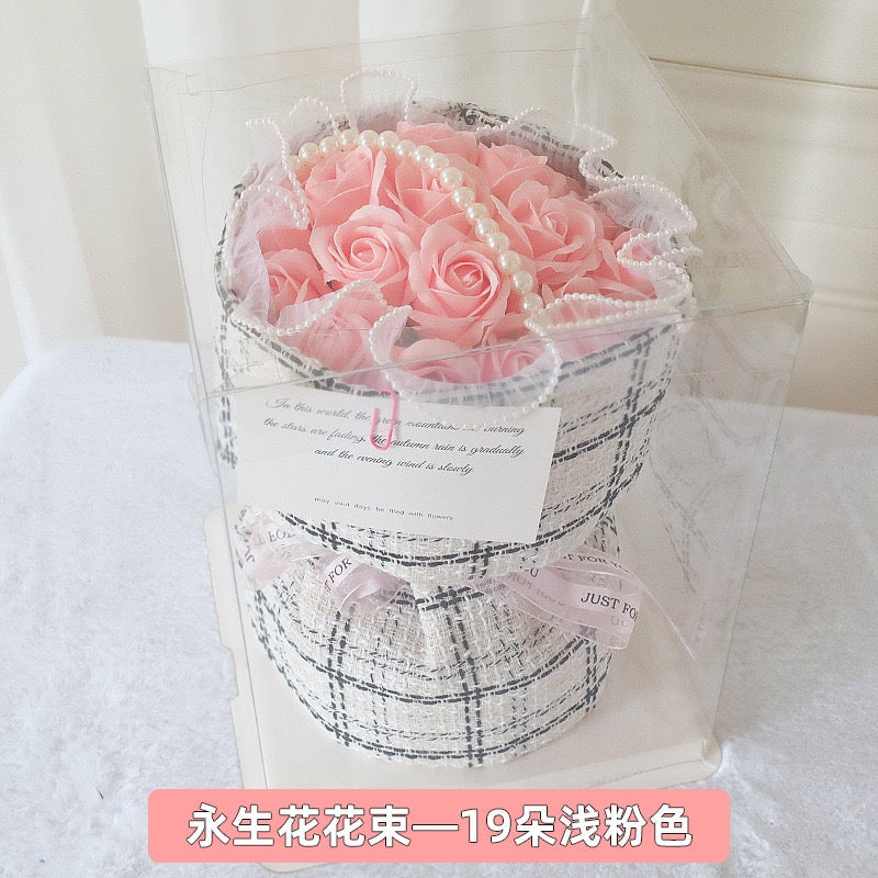 Romantic Preserved Rose Gift Box – 19 Eternal Roses + Light with Luxury Packaging | Red / Gradient Blue / White