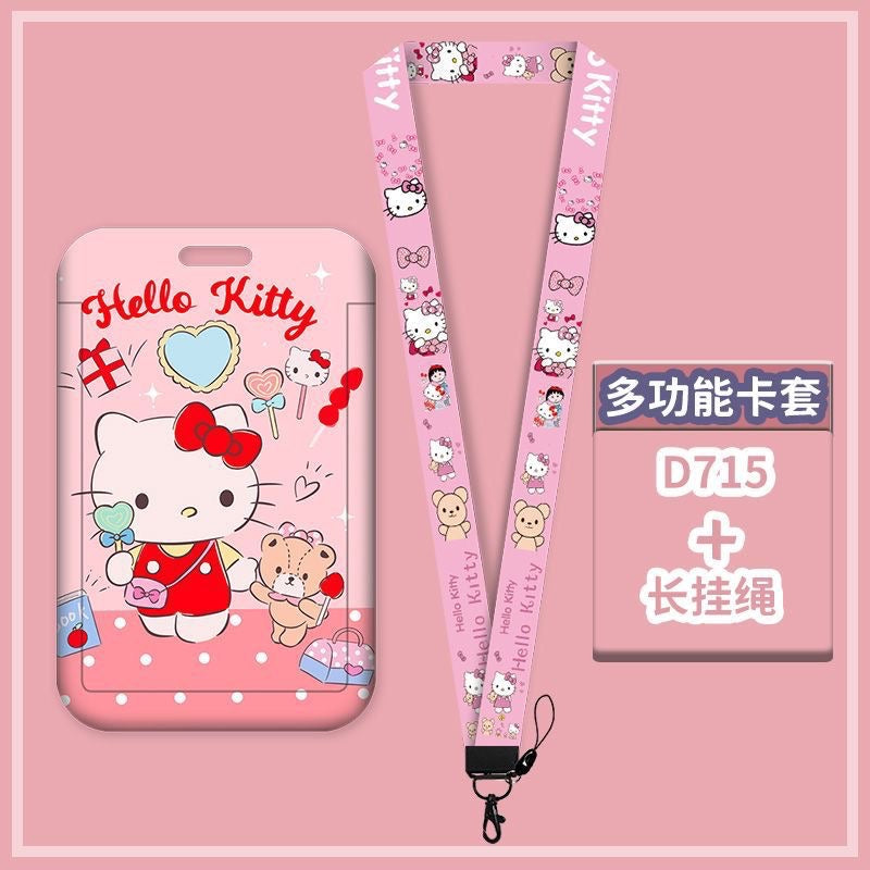Cute Card Holder Neck Lanyard EZ-Link Access Card Holder Retractable ID Badge Holder Kids Student Office