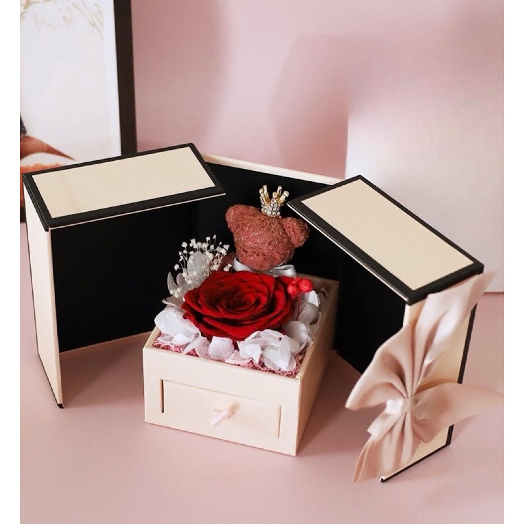 Eternal Preserved Rose Glass Dome with Heart Handle | Valentine’s Day & Mother’s Day Luxury Gift Set
